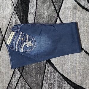 ROCK REVIVAL BETTY EMBROIDERED RHINESTONES EASY FIT BOOT-CUT DENIM JEAN